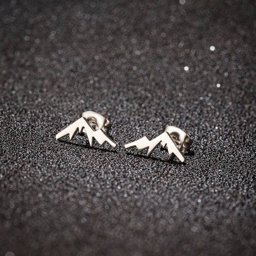 1 Pair Stainless Steel Earrings ,Mountain Peak Stud Earrings Classic Simple Earrings For Women Geography Jewelrys Hiker Gifts - GED737 - View 1