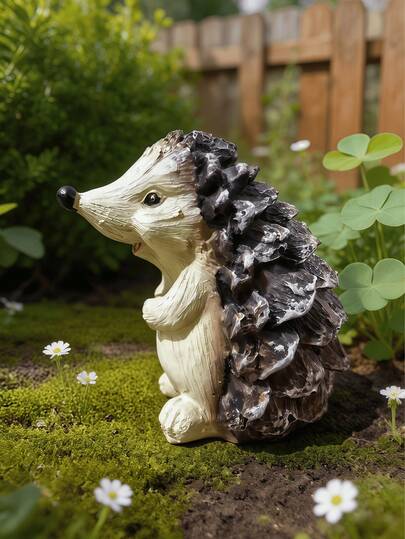 1pc Adorable Hedgehog Decor, Indoor/Outdoor Decoration For Garden, Yard, Tabletop, Farmhouse Style Sculpture, Perfect Gift