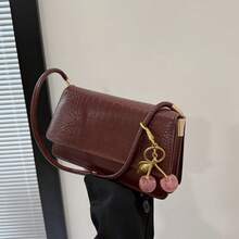 Fashion Crocodile Embossed Flap Bag Shoulder Bag - Brown - View 3