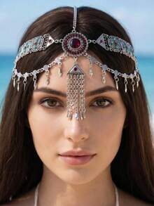 1 chiếc dây cài tóc tua rua kiểu Bohemian màu bạc dành cho nữ, thích hợp cho sử dụng hàng ngày, dự tiệc, đi biển hoặc du lịch. - bạc cổ - Xem 6