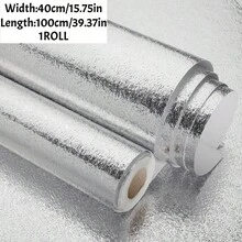 Wide Self Adhesive Aluminum Foil Kitchen Oil Proof Sticker, Waterproof Heat Resistant Backsplash Film For Sink, Countertop, Cabinet, Drawer & Kitchen Wall - Silver - View 19