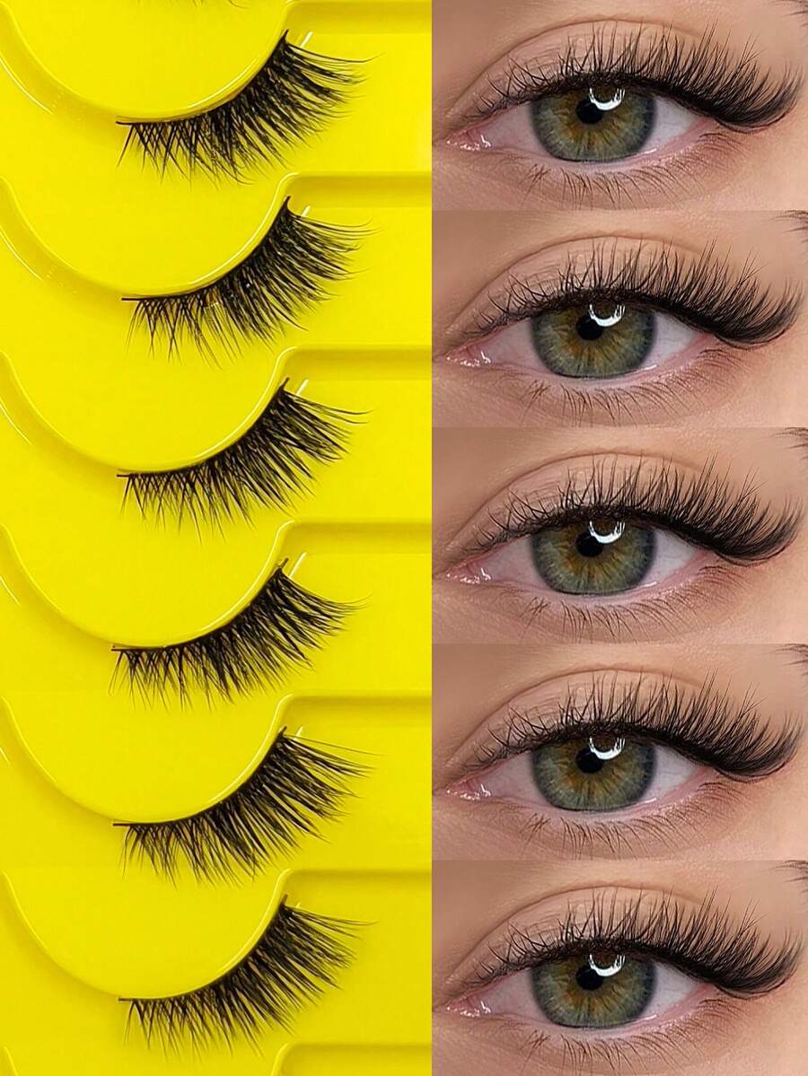 10 Pairs Half Lashes , Cat Eye Natural Slender Crossed Fluffy Curling Eyecorner Lashes, Natural Makeup.Eye Tail Elongation,Suitable For Beginners,Easy To Wear And Reusable,Comfortable To Wear,For Daily Wear And Commuting And Travel . - Black - View 1