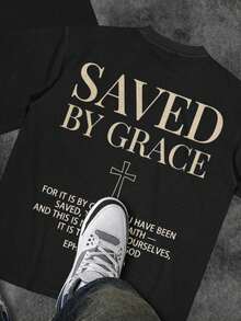 Men's Christian T-Shirt "FAITH OVER FEAR" | Psalm 118:6 Design | Inspirational Streetwear | 100% Cotton | Unisex Fit | Ideal Gift For Believers - 藍白色 - 查看 2