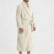 Áo choàng tắm dài kẻ sọc bằng vải flannel dày 400gsm mới, đồ ngủ mặc nhà unisex cho mùa thu/đông. - Nhiều màu - Xem 25