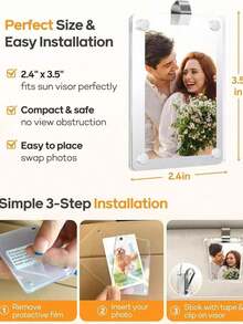 1pcs Vertical Car Sun Visor Photo Frame Clips| Acrylic Clip-On Holder| Fits All Vehicle Models| Holds 3.5x2.3 Inch Photos| Random Colors| Customizable Car Decor| Great Gift For Couples, Families And Pet Memorials - Transparent - View 5
