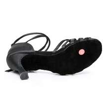 5cm And 7-Inch High Heel Women's Brown Dance Shoes, Soft, Lightweight And Comfortable, Professional Latin Dance Shoes, Satin Material Suitable For Dancing Parties, Weddings, Jazz, Rumba, Tango, Salsa Practice, Performance And Indoor Sandals - Black - View 5