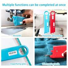 New Automatic Needle Threader, Convenient And Quick Sewing Machine Needle Threader, Comes With Hook Needle, Suitable For Industrial Straight Stitch Machines And Vintage Foot-Operated Sewing Machines - Red Needle Threader - Home Use Model - View 4