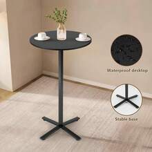 Bar Table,41 Inch Height Cocktail Table Round Bistro Bar Table With Metal Frame And Cross Base For Home,Kitchen Dining,Bar,Black - Black-basic - View 3