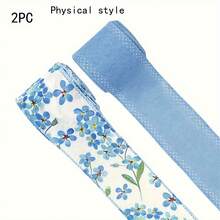 1/2 Roll Blue Floral Butterfly Decorative Ribbon Set, Polyester Fiber Craft Ribbon Suitable For Wedding, Bouquet Wrapping, Gift Packaging, Holiday Decoration, Clothing Sewing Decoration, Making Bows And More - Multicolor - View 8