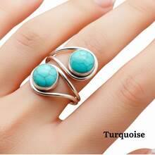 Turquoise 925 Sterling Silver Gemstone Adjustable Ring - Turquoise - View 1