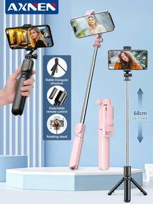 AXNEN 680mm/26.77" Portable Selfie Stick With Wireless Remote, Phone Tripod & Extendable Stand. Compatible With IPhone & Android For Photography, Live Streaming, Christmas, Halloween & Holiday Recording. - Multicolor - View 1