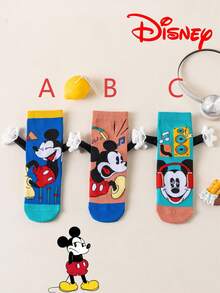 1 par de calcetines largos de tubo de diseño 3D de Disney con manos entrelazadas, calcetines de tubo alto de moda para niños, calcetines de regalo de calidad, calcetines de Disney para pequeños fans de vuelta al colegio, transpirables, que absorben la humedad, casuales, multifuncionales, con estampado de dibujos animados adecuados para regalos y uso diario - Multicolor - Ver 20