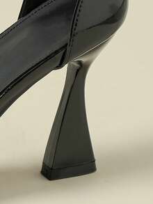 2026 New Glossy Patent Leather Peep Toe High Heel Sandals, 9CM Super High Heel, Sexy Fashion , Elegant Suitable For Dresses, Lightweight Luxury Niche Design, Versatile Candy Colors, Metal Buckle Strap, Small Size 33, Large Size 41-43 - Black - View 8