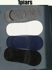 1/4 Pair (Random Delivery) Plus Size Men's Anti-Slip Silicone Invisible Short Socks, Suitable For Daily Life Or Sports, Invisible Socks For Men, Gift For Men - Multicolor - View 13