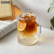 Tazas de vidrio transparentes INS, taza de café fría a rayas creativas, jugo de hielo, cóctel, taza para beber, botella de copa de vino y agua - G-300ml - Ver 3