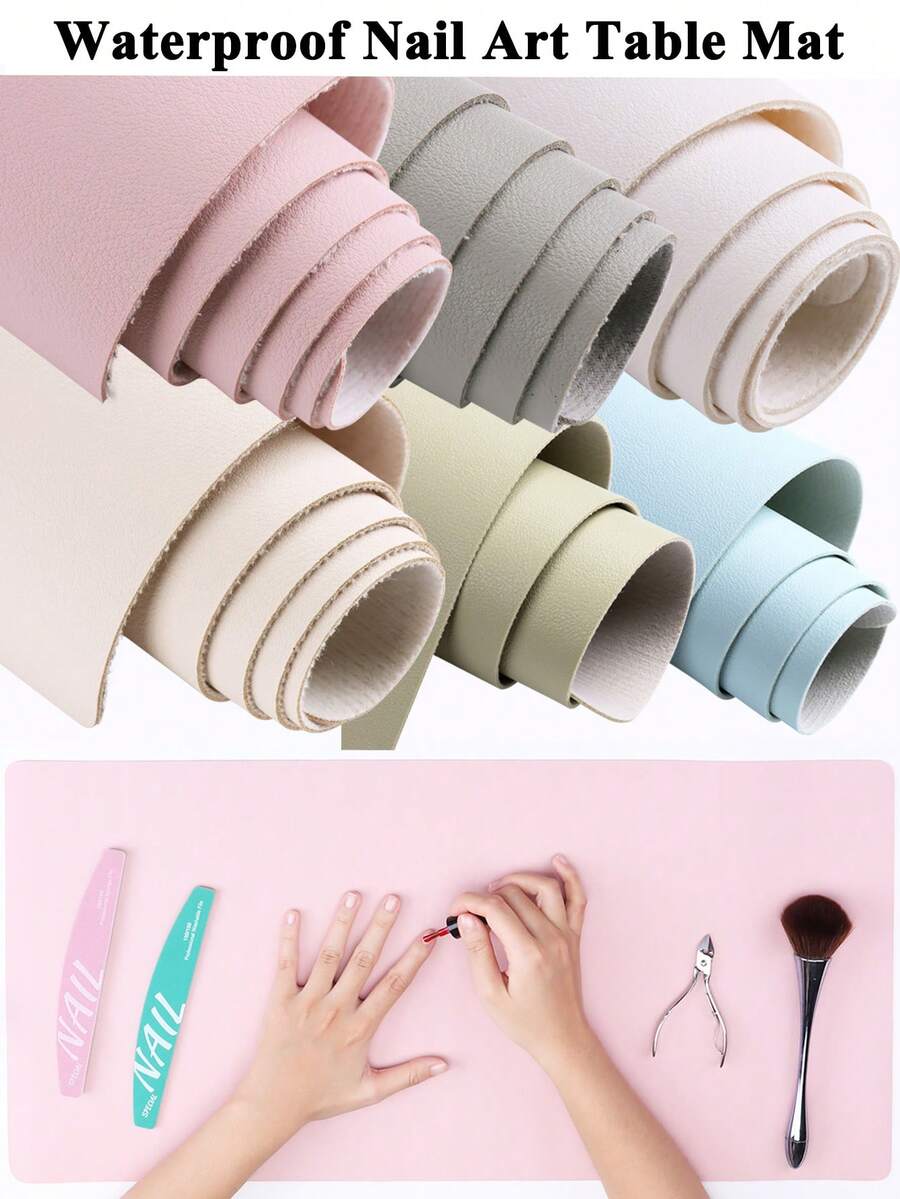 Tấm lót bàn làm móng, màu hồng, trắng, xám, be, xanh lá cây, chất liệu PU, có thể giặt, gấp gọn, dùng để kê tay và cổ tay khi sơn móng tay, thích hợp cho việc chăm sóc móng tại salon, có thể gấp gọn, làm móng nghệ thuật bằng sợi microfiber (2 chiếc) - Nhiều màu - Xem 1