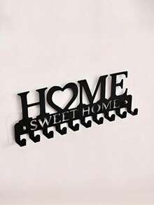 Black Wall Mounted Key Holder With Screws And Expansion Bolts, Metal Art Decorative Hooks For Entryway, Front Door, Kitchen, Hallway, Garage, Utility Room, Office, Etc., Can Be Used As A Key Rack, Wall Mounted Key Rack, Home Decor. - Multicolor - View 5