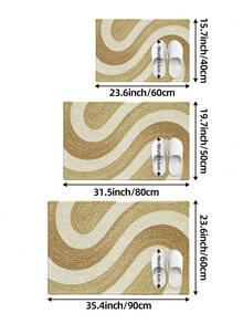 DAJIANG 1 件几何简约风格卡其色编织图案门垫，户外地毯，厨房/走廊/浴室/卧室/客厅地毯，可机洗，易清洁，底部防滑，适合卧室装饰、日式/北欧风格装饰、浴室装饰、装饰地毯、浴室配件 - 彩色 - 查看 2