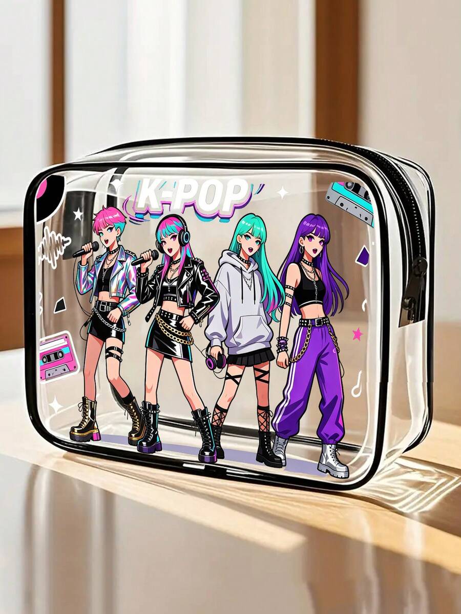 1 Túi đựng mỹ phẩm PVC chủ đề thần tượng K-Pop, Túi du lịch PVC có khóa kéo, Thiết kế logo K-Pop mang đậm văn hóa nhạc Pop Hàn Quốc, Túi đựng mỹ phẩm và đồ dùng vệ sinh cá nhân nhẹ và chống nắng dành cho phụ nữ và bé gái, Hộp đựng mỹ phẩm di động, Thiết kế dễ vệ sinh, Túi đựng đồ công nghệ | Thẩm mỹ hiện đại | Chất liệu chống phai màu, Vật dụng cần thiết khi đi du lịch, nghỉ mát, mùa hè, tựu trường, Túi đựng đồ dùng học tập, Túi đựng đồ dùng vệ sinh cá nhân, Túi đựng mỹ phẩm du lịch chống thấm nước - Nhiều màu - Xem 1