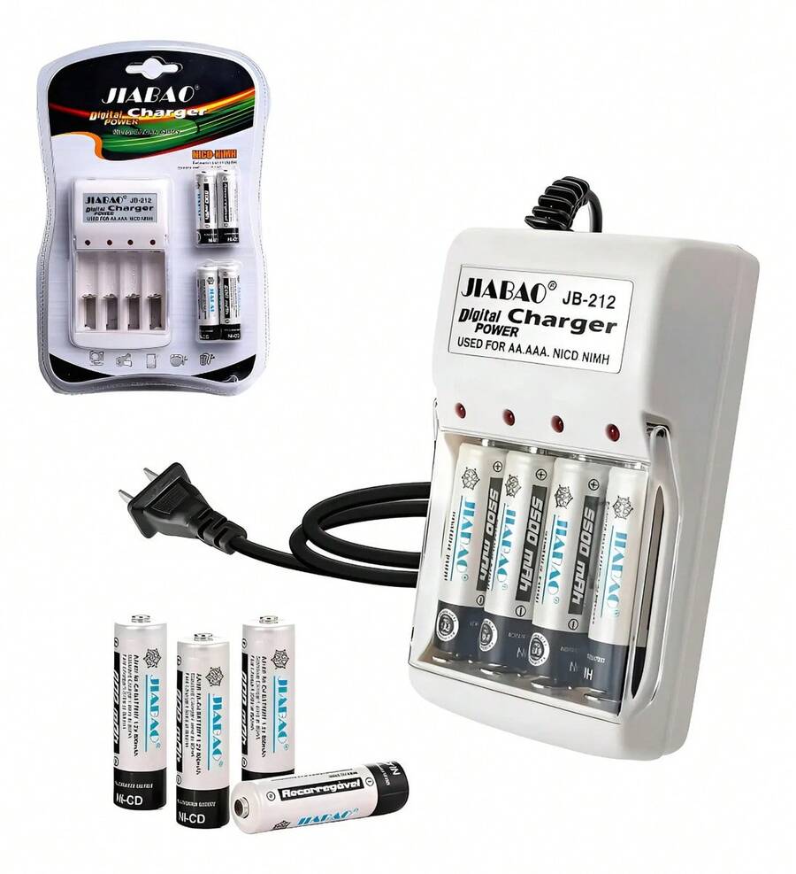 AAA Rechargeable Battery Charger (4 Batteries Included) - US A Type Plug(110-127V) - View 1