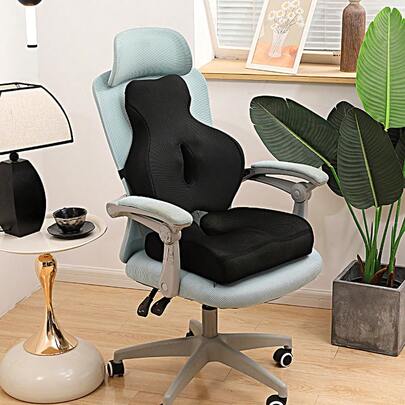 1Pc-Set 41*37*10cm New Mesh Memory Foam Slow Rebound Waist Support, Thickened Heightening Cushion, Dual-Use Cushion For Car & Office, Long Sitting Relief Back Pad, Household Ergonomic Seat Cushion