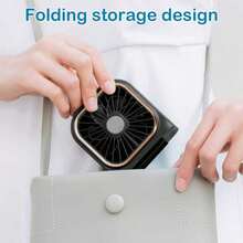 3000mAh Rechargeable Portable Neck Hanging Fan, 3-Speed Adjustable Square Foldable Handheld Fan With Digital Display, Long-Lasting Personal Cooling Fan, Ultra-Quiet USB Mini Fan Suitable For Travel, Outdoor, Office Desk - Multicolor - View 8