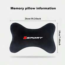 1pc Sports Logo Car Neck Pillow, Soft Velvet Material Car Headrest, Universal Car Seat Neck Support Cushion, Breathable And Comfortable, Suitable For Driving Travel, Black - Sports - View 4