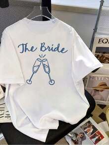 1 Piece Short-Sleeved T-Shirt With Round Neck And "Save The Drama For Your Mama" Print, 180g, 100% Cotton - 白色 1 - 查看 8