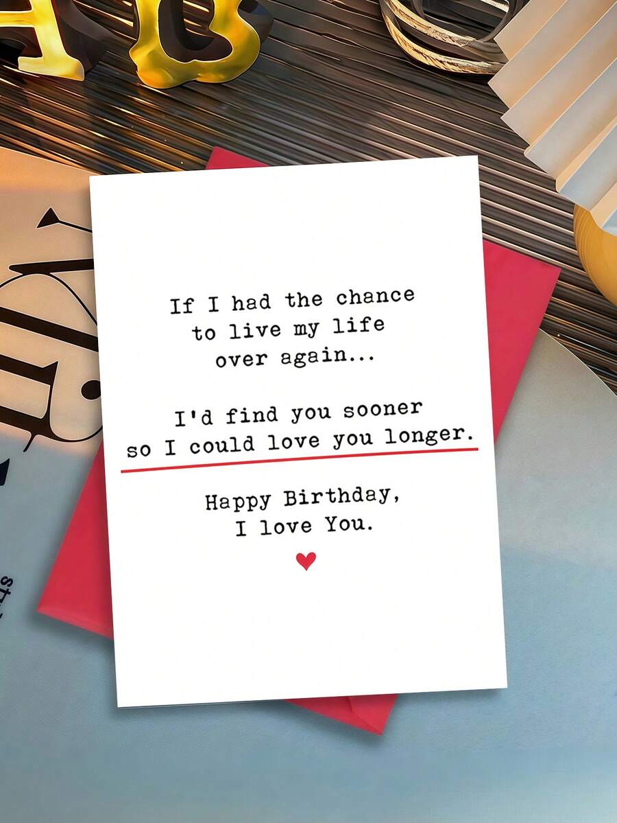 1 pieza "Te encontraría antes" Tarjeta de cumpleaños romántica con sobre, cita de amor dulce para novio/novia, en blanco por dentro - A - Ver 1