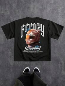 Torvinic Men's Road Racing Helmet With Print Them, Perfect For Every Day Casual Wear Cotton T-Shirt, Soft, Light And Comfortable Cotton Day Comfort, Stylish Casual Design Ideal For Men And Women, Crew Neck T-Shirt, Gym Top, Going Out Top, Outdoor Clothing, Holiday, Graduation, Fitted, Slogan T-Shirt Quote T-Shirt, Minimalist Graphic T-Shirt, Funny Graphic Tee, Beach Party, Surfing, Picnic, Gift, Airport Outfit, Spring, Coords Sets Women's Summer, Understated Summer Outfits, Summer Coordinate, Event Dresses, Autumn, Winter, All Seasons, Birthday Dress, Party Outfits, Rave Outfit, Office Wear Women's, Curves, Casual Clothing For Women, Gym Wear Women's, Resort Style, Classic Unisex Graphic T-Shirt QJQU - Black - View 1