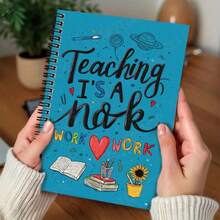 100-Page Spiral Notebook With Creative "Teaching Is A Heart & Key" Cover, Ideal For Learning Records, Daily Planning, Journaling. A Thoughtful Gift For Graduation, Birthday, And Work/Study Companion. - A - View 4