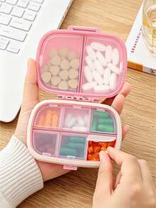 Kotak Penyimpanan Obat Portabel Warna Beige & Pink dengan Segel - Mudah Dibawa di Saku, Tas Tangan, dan Dompet. Penting untuk Obat Harian dan Perjalanan Bisnis. Dirancang dengan 8 Kompartemen. - MultiWarna - View 5