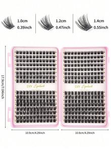 384pcs/Set Individual False Eyelashes, Eyelash Book, Cluster Fake Lashes, DIY Eyelash Extension, Lash Clusters, Individual Lashes, Suitable For Travel, Daily Wear (Beginner Friendly), Wedding, Date, Party, Holiday, Especially Suitable For Christmas/Halloween/Gifts - C - View 4