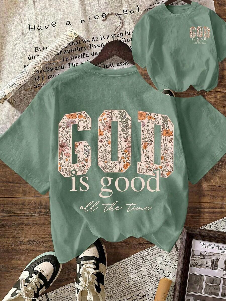Camiseta Gráfica Para Amantes De Libros, Camiseta Gráfica, Camisetas Gráficas Para Mujer, Ropa De Verano Para Mujer, Camiseta Casual De Manga Corta Con Cuello Redondo Para Mujer Blanca - Verde - Ver 1
