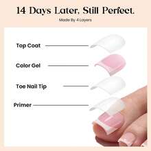 150PCS 15Sizes Beetles X Press French Tip Toenails, Short Square Glossy Pink Charm French Toe Nails, Natural Salon Quality Gel Press On Nail Tips, DIY Foot Manicure Supplies For Women - S Square Toenails-Charm French - 查看 5