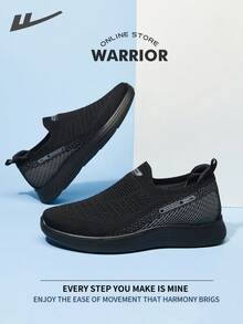 WARRIOR 勇士时尚复古男士运动鞋，春夏舒适跑步鞋，简约休闲又不失时尚感，四季皆宜，耐磨耐穿，适合全天穿着的训练鞋。 - 黑/黑 - 查看 7