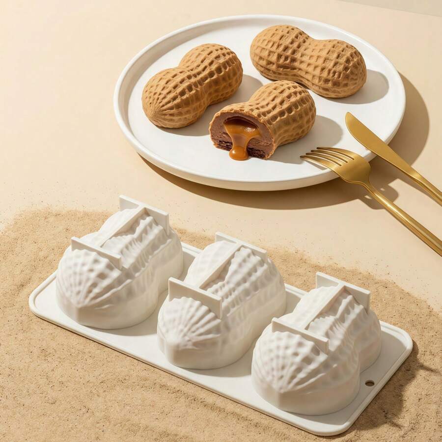 Molde de silicona con forma de cacahuete para pasteles de mousse, adecuado para repostería y postres caseros, chocolate, resistente al calor y fácil de desmoldar, herramienta de horneado reutilizable, regalo para amantes de la comida - Ver 1