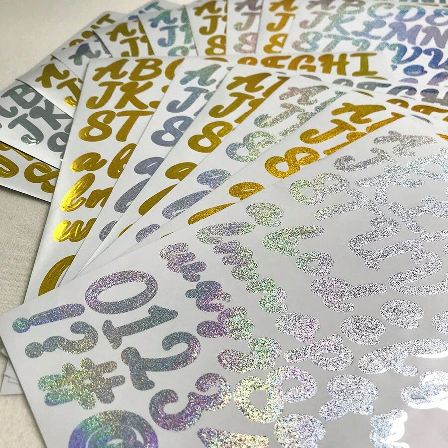 10張1英吋手寫風貼紙，金銀亮粉字母與數字組合貼紙，適用於水瓶、馬克杯、信箱、汽車、節日禮物、賀卡、生日派對，可自由組合句子，DIY手工、門牌號碼、裝飾、標誌、禮物包裝貼紙、剪貼簿、畢業帽裝飾、婚禮、辦公室、教室、學校用品、教師用品、教師禮物、派對禮物袋填充物、萬聖節、聖誕節、開學季
