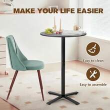 Bar Table,41 Inch Height Cocktail Table Round Bistro Bar Table With Metal Frame And Cross Base For Home,Kitchen Dining,Bar,Black - Black-basic - View 5