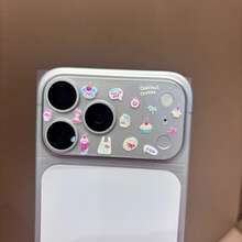 3pcs Lens Film+1pc Embossed Cartoon Bear Apple Bag Sticker, Compatible With Apple 17Pro, 17Promax/17AIR Series, Camera Lens Protective Film Suitable For Daily Protection, Office, And Home Use, Daily Protection, Office And Home Phone Camera Protective Case Waterproof, Shockproof, Anti Drop, And Anti Scratch - 3 Lens Photos + Dessert Stickers - View 2