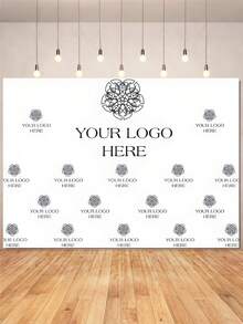 Pancarta personalizable con logotipo/texto para fiesta, publicidad corporativa personalizable, agrega tu logotipo o diseño fotográfico, decoración de fiesta personalizada, agrega tu logotipo/imagen/texto/símbolo, fondo de pancarta multiusos, vinilo plano 2D - estilo g - Ver 3