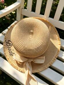 Customized Straw Hat With Embroidered Name, Summer Sun Protection Hat, Fashion Hat, Couples Hat, Unique Summer Style, Handmade Embroidery, Tight And Neat Stitching, Vibrant Colors, One-Of-A-Kind Embroidered Hat, Durable Straw Hat, Convenient To Carry, Suitable For Travel, Sun Protection, Singles Party Gift, Birthday Gift, Valentine's Day Gift - Multicolor - View 9