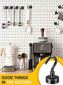 1/5/10pcs Silver Magnetic Hooks, Strong Load Bearing Capacity, No Drilling Required, Magnetic & Adhesive Design, Suitable For Bedroom Wall Decor, Hanging Hooks - Multicolor - View 4