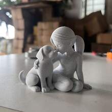 Nordic Style Girl And Dog Sculpture, Warm Home Decor And Desktop Ornament - Desktop Decorative Art Pieces - View 4