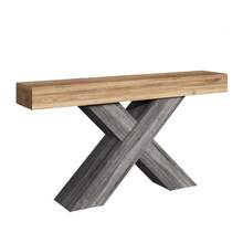 Console Table With X-Shaped Legs, Narrow Console Table, Wood Look, Particleboard, For Hallway And Living Room, Side Table - Natural Color - View 9