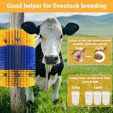 BouPower 2PCS Heavy-Duty Livestock Grooming Brushes, Flexible Animal Back Scratcher For Cows, Horses, Goats - Includes Mounting Hardware - Yellow(2-pack) - View 2