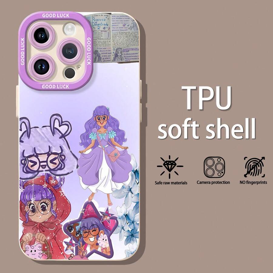 Arte con temática de diario de princesa morada.funda de teléfono Fundas compatibles con ,Apple,VIVO,OPPO,,, y Honor.Fabricadas en silicona TPU,ofrecen protección contra golpes y caídas. - Blanco - Ver 1