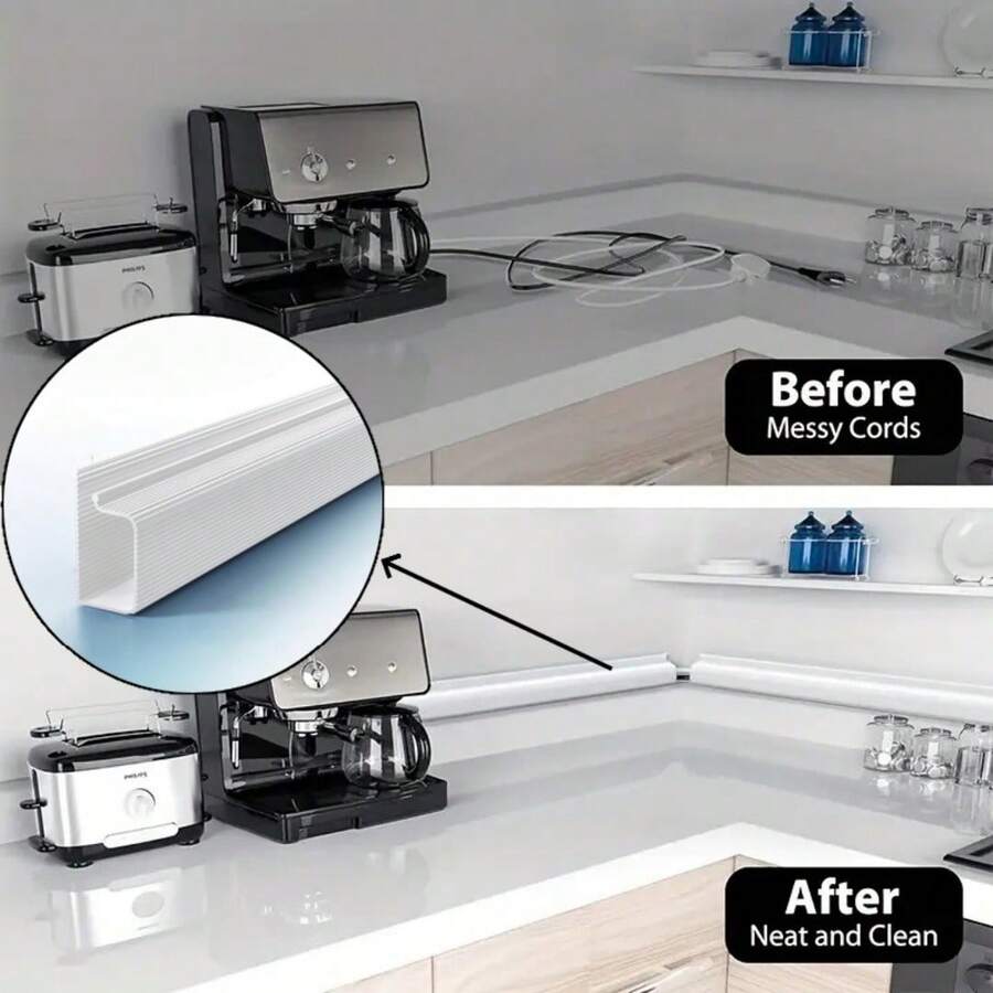 1 cái phụ kiện quản lý cáp PVC, máng dẫn cáp bàn làm việc, ống dẫn dây bảo vệ cáp dưới bàn làm việc, tấm chắn phía sau TV - toàn diện - Xem 1