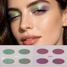 2 Piezas de Pegatinas de Tatuaje de Sombra de Ojos Holográfica Iridiscente - Maquillaje de Ojos Temporal Rápido y Fácil para Festivales, Raves y Fiestas - Multicolor - Ver 9