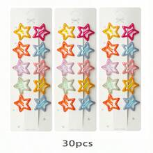 30/10入女孩彩色亮片星星髮夾，可愛五角星形髮飾配件，千禧女孩Y2K風格，多巴胺彩色瀏海夾髮飾，閃亮五角星側髮飾，適合女孩日常與派對使用 - 彩色 - 查看 7